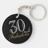 30 en Fabulous Elegant Script Black 30th Birthday Sleutelhanger (Achterkant)