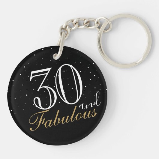 30 en Fabulous Elegant Script Black 30th Birthday Sleutelhanger (Achterkant)