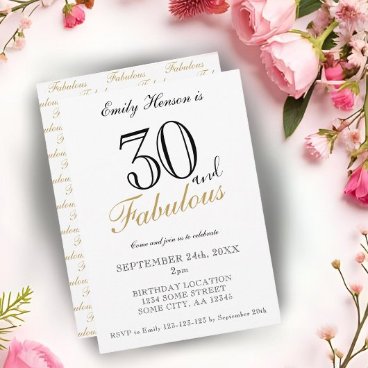 30 en Fabulous Elegant Script Verjaardag Kaart