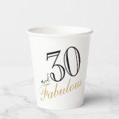 30 en Fabulous Elegant White Script Birthday Pape Papieren Bekers (Achterkant)