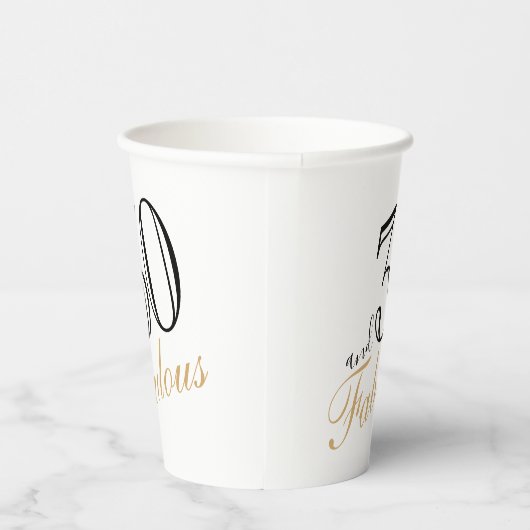 30 en Fabulous Elegant White Script Birthday Pape Papieren Bekers (Rechts)