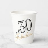 30 en Fabulous Elegant White Script Birthday Pape Papieren Bekers (Voorkant)