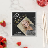 30 en Fabulous Elegant Zwart Foto 30e Verjaardag Servet (Insitu)