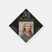 30 en Fabulous Elegant Zwart Foto 30e Verjaardag Servet (Hoek)