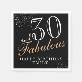 30 en Fabulous Elegant Zwart Script 30e Verjaardag Servet