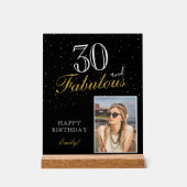 30 en Fabulous Elegant Zwart Verjaardagsfoto Acryl Bord (Voorkant)