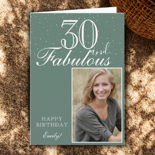30 en Fabulous Elegante Teal Verjaardagsfoto Kaart