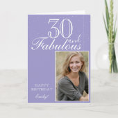 30 en Fabulous Elegante Verjaardag Foto Kaart (Voorkant)