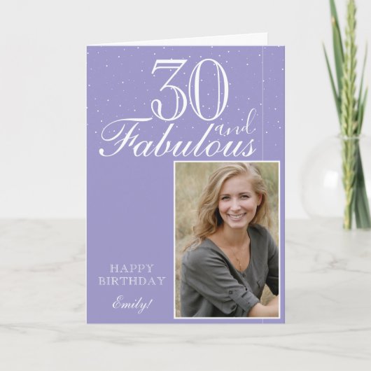 30 en Fabulous Elegante Verjaardag Foto Kaart (Voorkant)