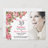 30 en Fabulous Floral | 30e verjaardag van uitnodi Kaart (Voorkant)