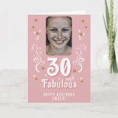 30 en Fabulous Foliage Pink Foto 30th Birthday Kaart (Voorkant)