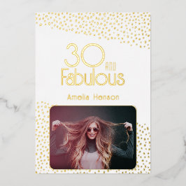30 en Fabulous Foto 30e Verjaardag Goud Folie Kaar Uitnodiging