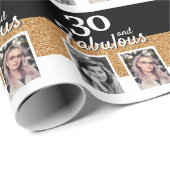30 en Fabulous Gold Glitter 2 Foto 30e verjaardag Cadeaupapier (Rol Hoek)