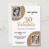 30 en Fabulous Gold Glitter 2 Foto 30e verjaardag Kaart (Voorkant)