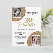 30 en Fabulous Gold Glitter 2 Foto 30e verjaardag Kaart (Staand voorkant)