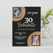 30 en Fabulous Gold Glitter 2 Foto 30e verjaardag Kaart (Staand voorkant)