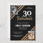 30 en Fabulous Gold Glitter 2 Foto 30e verjaardag Kaart (Voorkant)