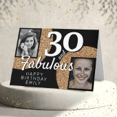 30 en Fabulous Gold Glitter 2 Foto 30e verjaardag Kaart