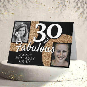 30 en Fabulous Gold Glitter 2 Foto 30e verjaardag Kaart