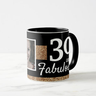 30 en Fabulous Gold Glitter 2 Foto 30e verjaardag Mok