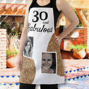30 en Fabulous Gold Glitter 2 Foto 30e verjaardag Schort