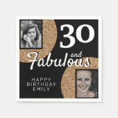 30 en Fabulous Gold Glitter 2 Foto 30e verjaardag Servet (Voorkant)