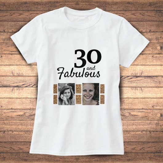 30 en Fabulous Gold Glitter 2 Foto 30e verjaardag T-shirt