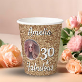 30 en Fabulous Gold Glitter 30th Birthday Foto Papieren Bekers
