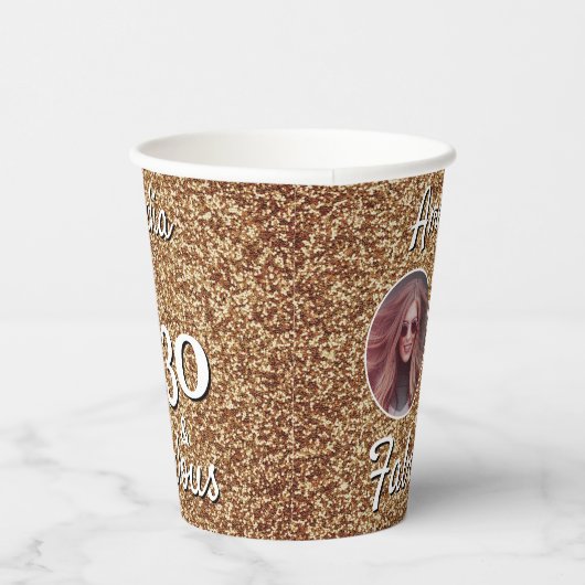 30 en Fabulous Gold Glitter 30th Birthday Foto Papieren Bekers (Rechts)