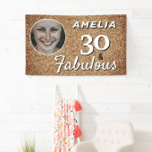 30 en Fabulous Gold Glitter 30th Birthday Foto Spandoek (Insitu)