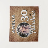30 en Fabulous Gold Glitter 30th Birthday Foto Wandkleed (Voorkant)