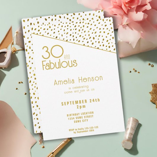 30 en Fabulous Gold Glitter 30th Birthday Kaart