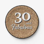 30 en Fabulous Gold Glitter 30th Birthday Papieren Bordje (Voorkant)