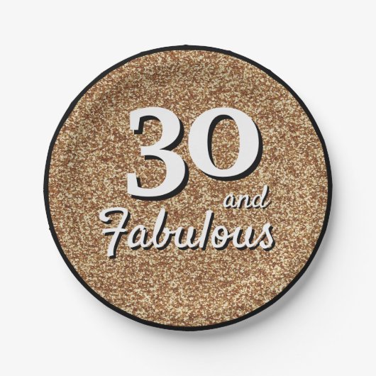 30 en Fabulous Gold Glitter 30th Birthday Papieren Bordje (Voorkant)