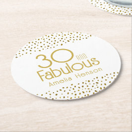 30 en Fabulous Gold Glitter 30th Birthday Ronde Kartonnen Onderzetter