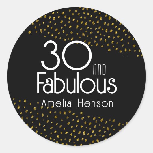 30 en Fabulous Gold Glitter 30th Birthday Ronde Sticker (Voorkant)