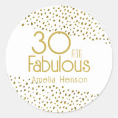 30 en Fabulous Gold Glitter 30th Birthday Ronde Sticker (Voorkant)