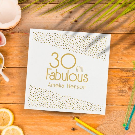 30 en Fabulous Gold Glitter 30th Birthday Servet