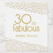30 en Fabulous Gold Glitter 30th Birthday Wijn Etiket (Enkel label)