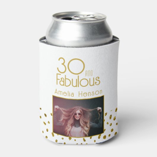 30 en Fabulous Gold Glitter Photo 30th Birthday Blikjeskoeler (Blikje Voorkant)