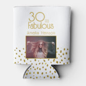 30 en Fabulous Gold Glitter Photo 30th Birthday Blikjeskoeler (Voorkant)