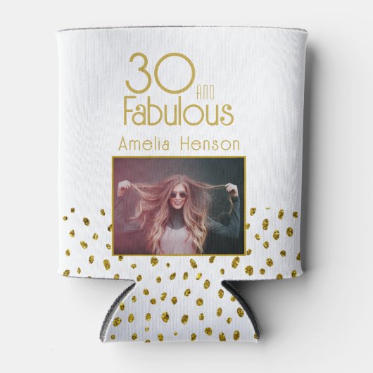 30 en Fabulous Gold Glitter Photo 30th Birthday Blikjeskoeler