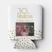 30 en Fabulous Gold Glitter Photo 30th Birthday Blikjeskoeler (Achterkant)
