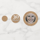 30 en Fabulous Gold Glitter Photo 30th Birthday Confetti (Voorkanten)