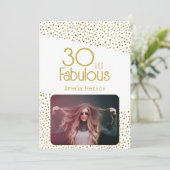 30 en Fabulous Gold Glitter Photo 30th Birthday Kaart (Staand voorkant)