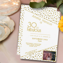 30 en Fabulous Gold Glitter Photo 30th Birthday