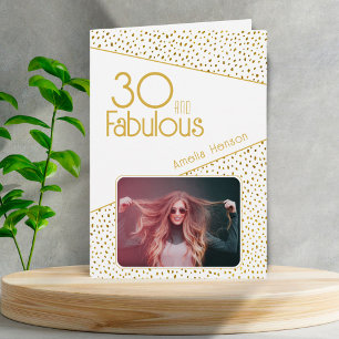 30 en Fabulous Gold Glitter Photo 30th Birthday Kaart