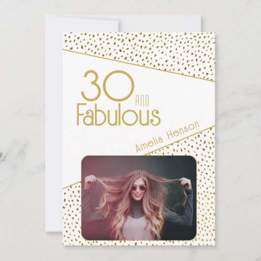 30 en Fabulous Gold Glitter Photo 30th Birthday Kaart (Voorkant)