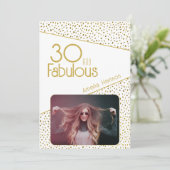 30 en Fabulous Gold Glitter Photo 30th Birthday Kaart (Staand voorkant)