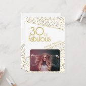 30 en Fabulous Gold Glitter Photo 30th Birthday Kaart (Voorkant / Achterkant in situ)